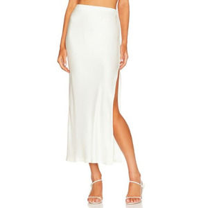 Enza Costa Elastic Waist Side Slit Pull On Maxi Skirt White Women's Size 0